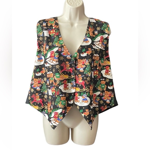 Vintage 111 Main Christmas Vest Over Sweater Holiday Thin Button Up Size 2X - Picture 4 of 12